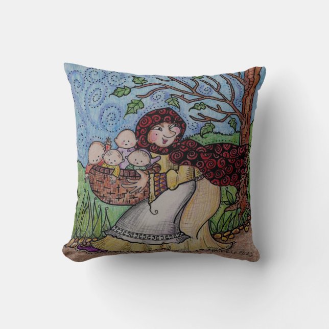 Ukrainian Baba Grandma Grandbabies Throw Pillow (Front)