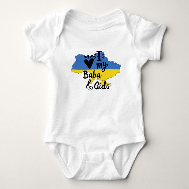 Ukrainian Baby  I Love My Baba and Gido Clothing Baby Bodysuit (Front)