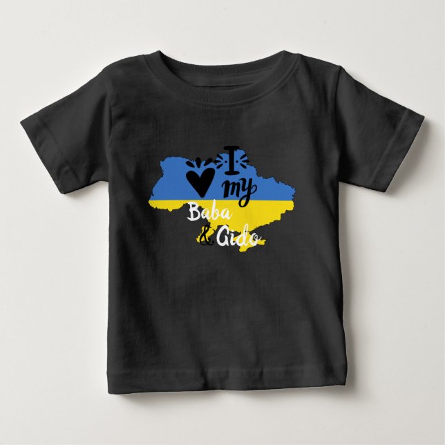 Ukrainian Baby I Love My Baba and Gido Clothing Baby T-Shirt (Front)