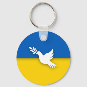 Ukrainian Bicolor flag, Dove of peace Keychain