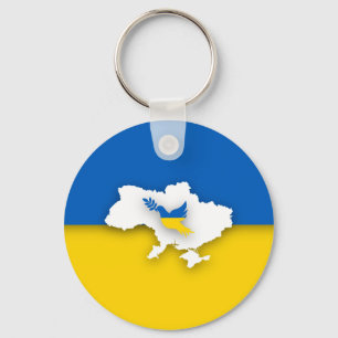 Ukrainian Bicolor flag, Dove of peace Keychain