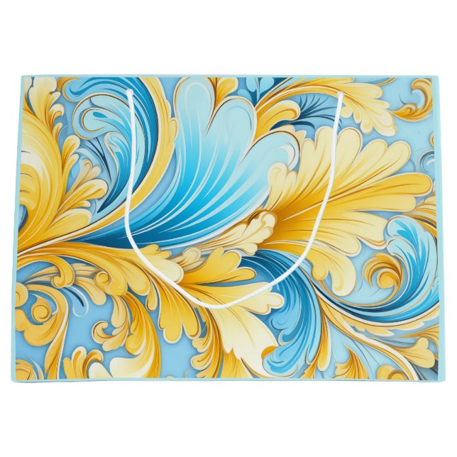 Ukrainian blue and yellow art motifs  large gift bag (Front)