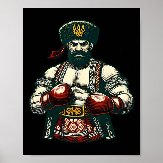 Ukrainian Boxing Ukraine Kozak Boxer Men  Poster (Front)