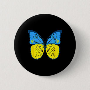 Ukrainian Butterfly Flag of Ukraine with Trident F Button
