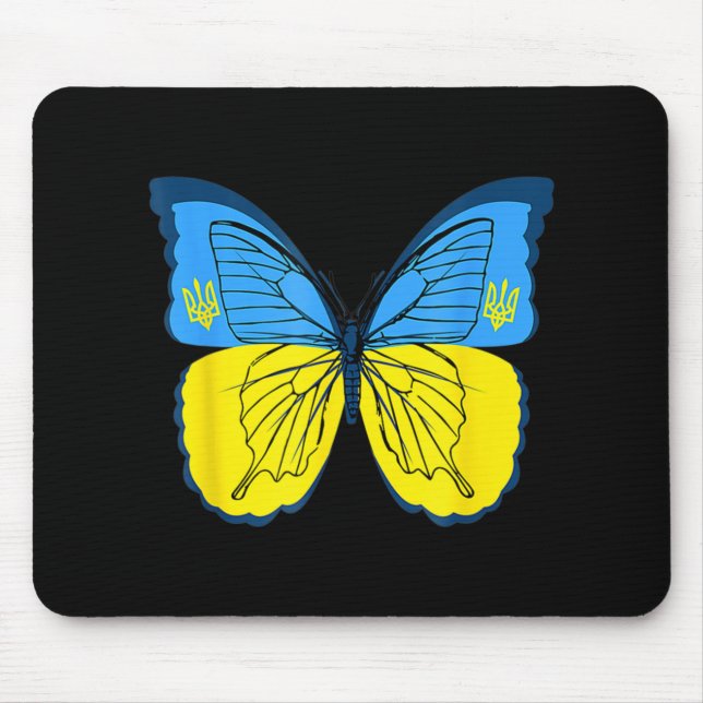 Ukrainian Butterfly Flag of Ukraine with Trident F Mouse Pad (Front)