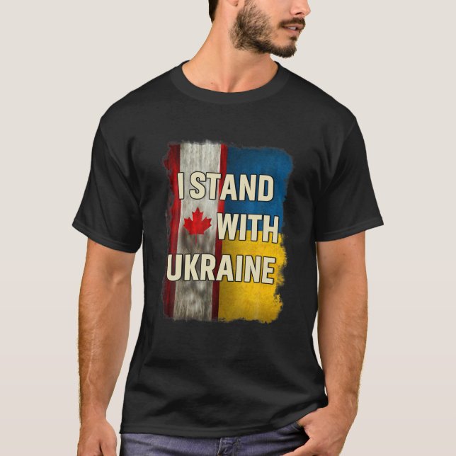 Ukrainian Canada Flag Support Lover Pride Ukraine T-Shirt (Front)