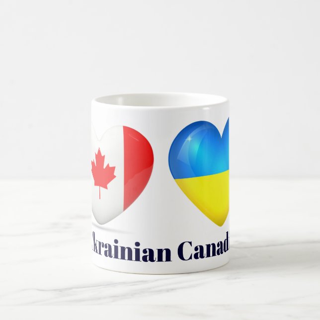 Ukrainian Canadian Flag Heart Mug (Center)