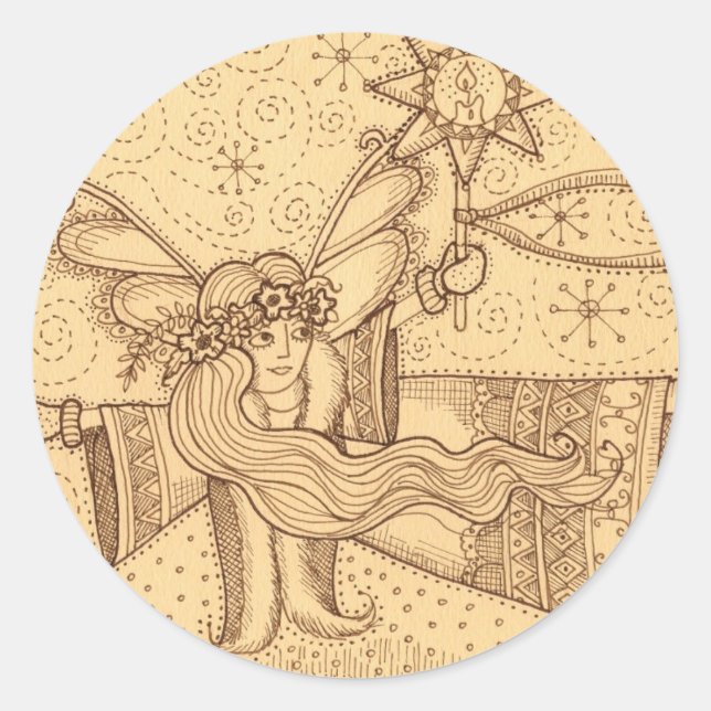 Ukrainian Christmas Angel Classic Round Sticker (Front)