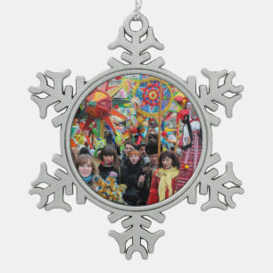 Ukrainian Christmas Carolers Lviv Snowflake Pewter Christmas Ornament