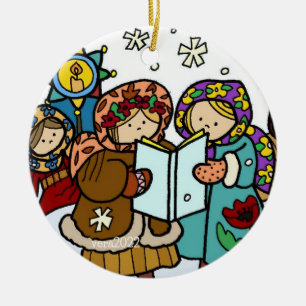Ukrainian Christmas Carollers Folk Art Ceramic Orn Ceramic Ornament