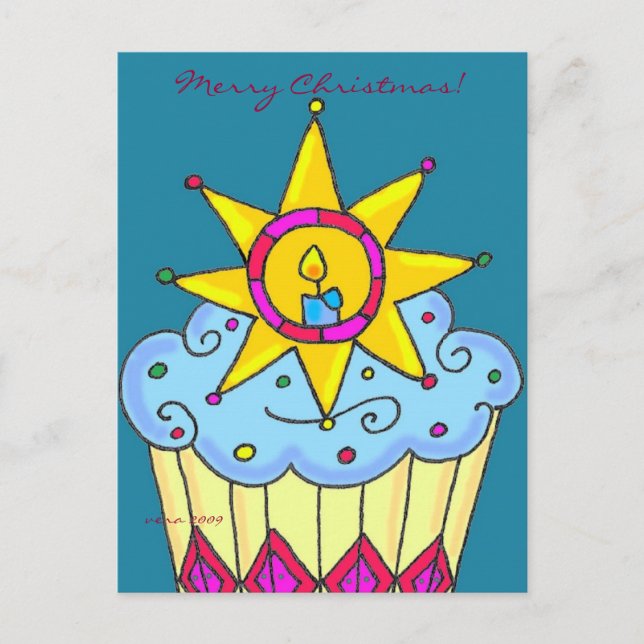 Ukrainian Christmas Cupcake to Personalize Holiday Postcard (Front)