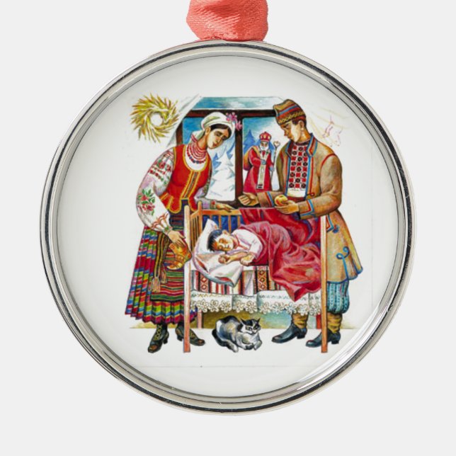 Ukrainian Christmas Day Metal Ornament (Front)