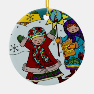 Ukrainian Christmas Star Ceramic Ornament