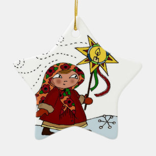 Ukrainian Christmas Star Ceramic Ornament