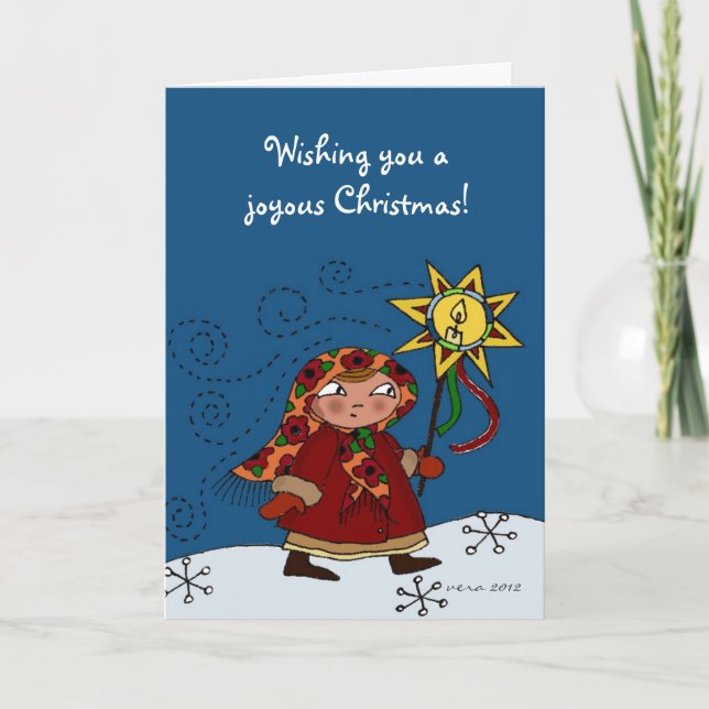 Ukrainian Christmas Star Holiday Card (Front)