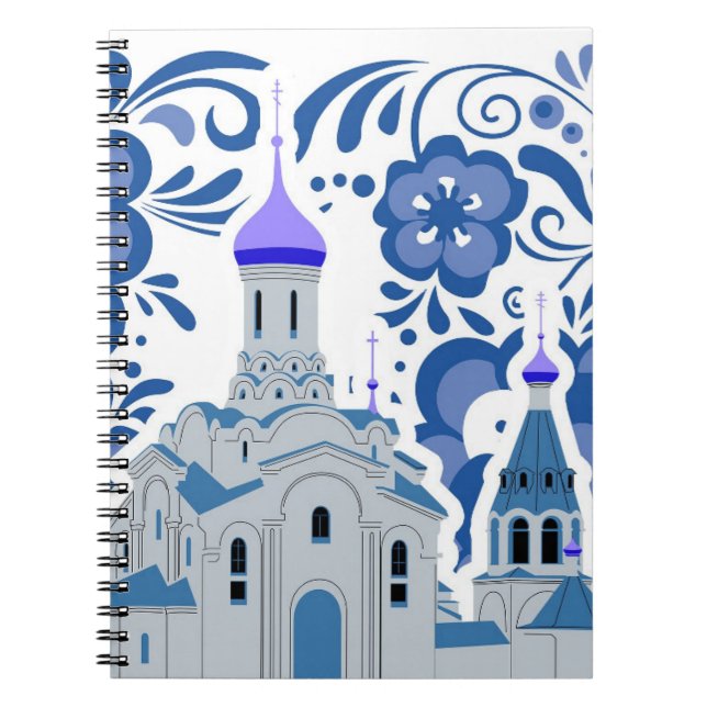 Ukrainian Churches of Kiev Blue and White  Notebook (Front)