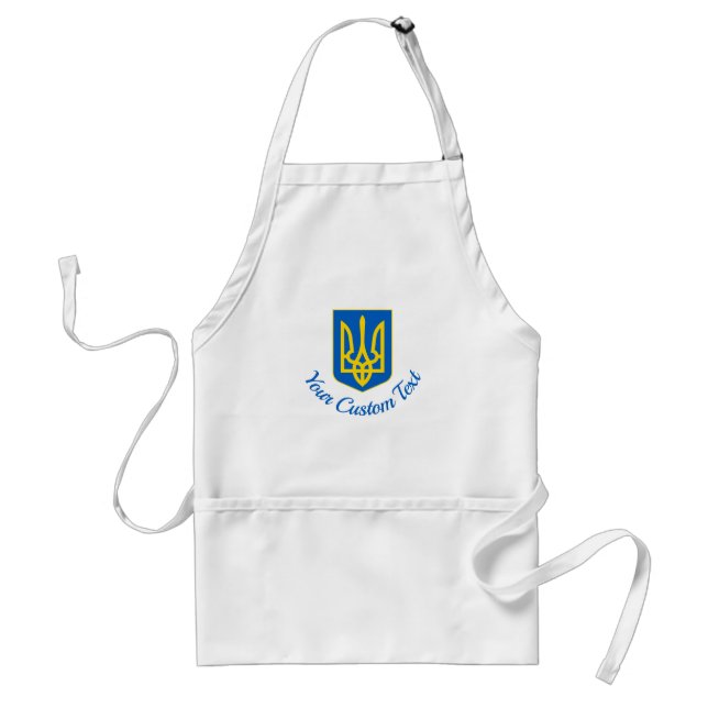 Ukrainian coat of arms and custom text adult apron (Front)