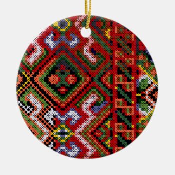 Ukrainian Cross Stitch Embroidery Ornament by ian_parenteau at Zazzle