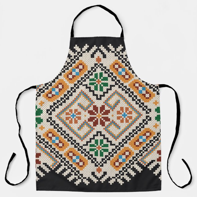 Ukrainian Cross-Stitch: Ethnic Handmade Pattern. Apron (Front)