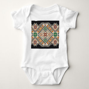 Ukrainian Cross-Stitch: Ethnic Handmade Pattern. Baby Bodysuit