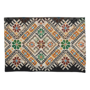 Ukrainian Cross-Stitch: Ethnic Handmade Pattern. Pillow Case