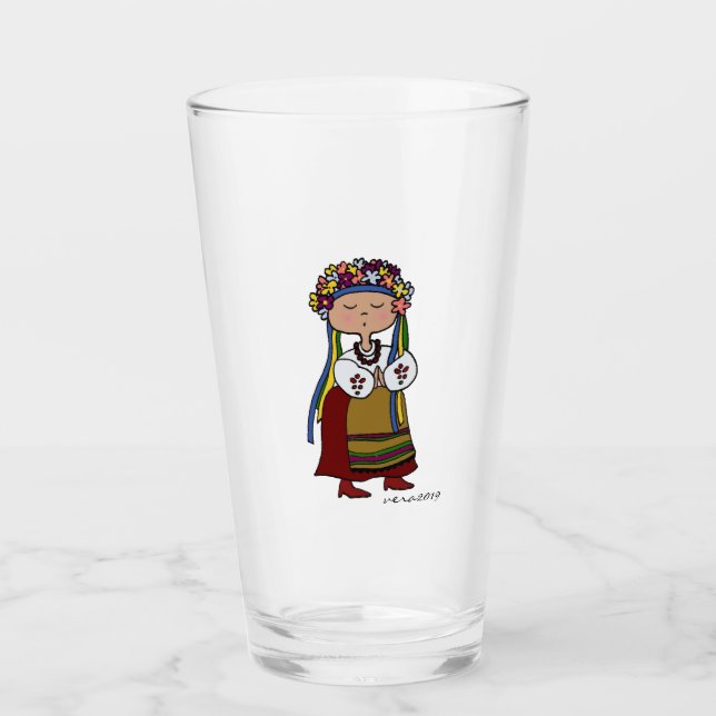 Ukrainian Dancer Folk Art Glass (Front)