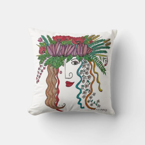 Ukrainian Diva Folk Art Throw Pillow