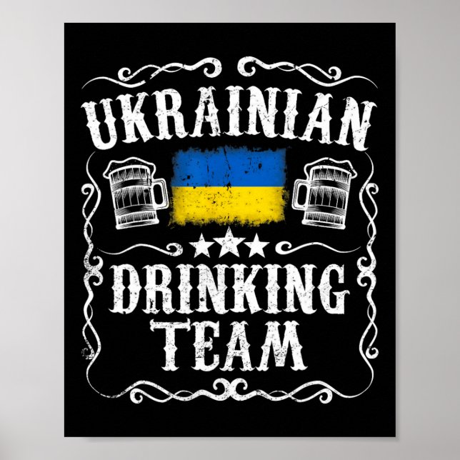 Ukrainian Drinking Team T Shirt Funny Ukraine Flag Poster (Front)