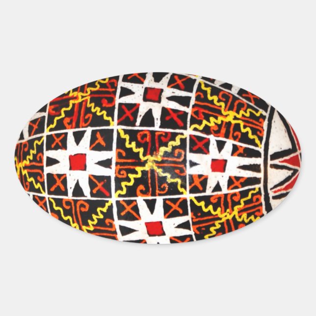 Ukrainian Easter Egg Oval Sticker (Front)