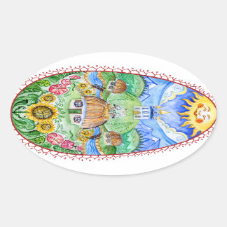 Ukrainian Easter egg Pysanka Oval Sticker