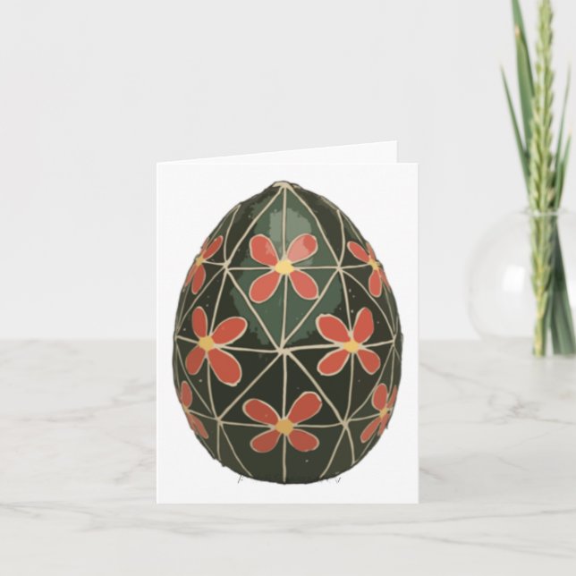 Ukrainian Easter Egg With Floral Motif Sticker  Card (Front)