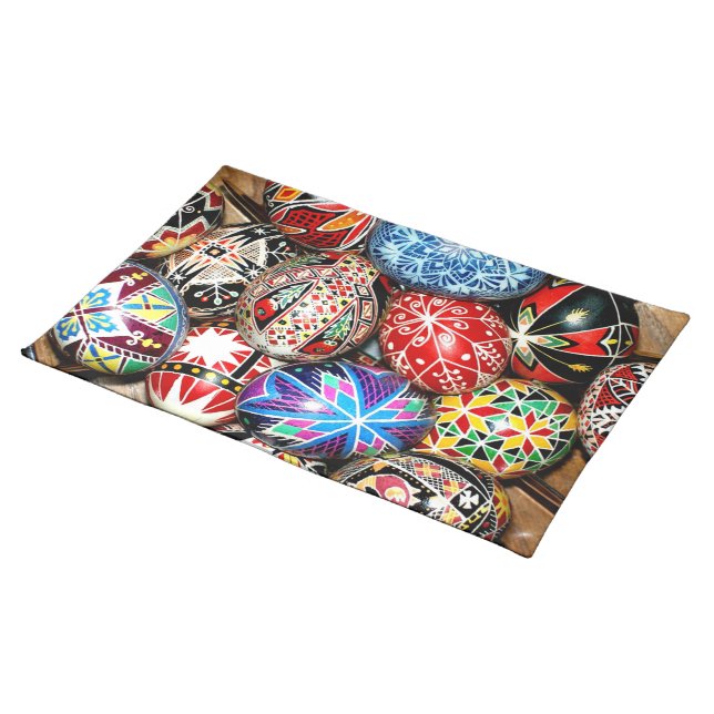 Ukrainian Easter Eggs Cloth Placemat (On Table)