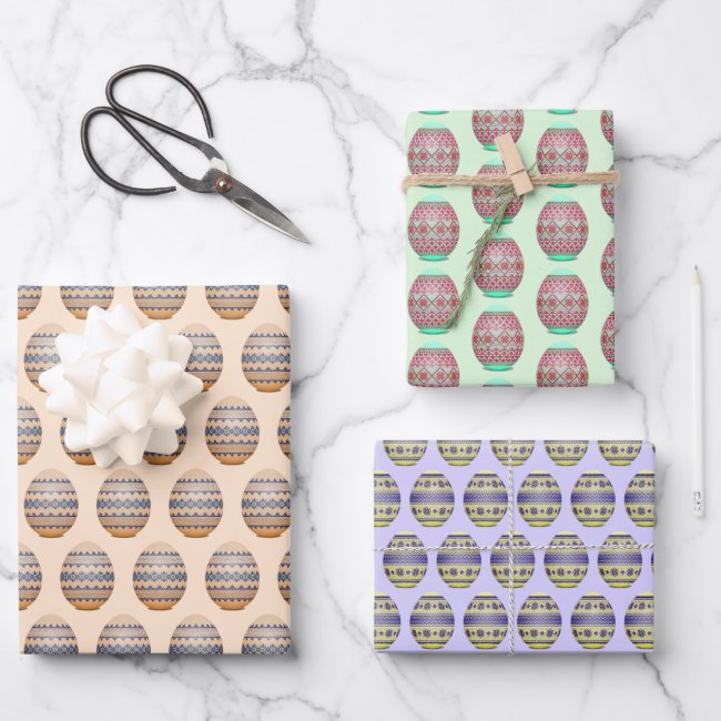 Ukrainian Easter Eggs Design Wrapping Paper Sets