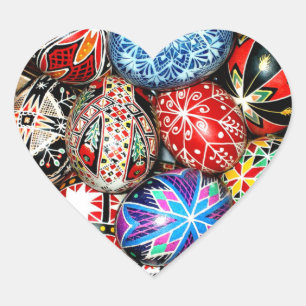 Ukrainian Easter Eggs Heart Sticker