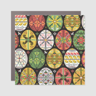 Ukrainian Easter eggs, vintage pattern. Car Magnet