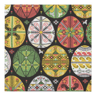 Ukrainian Easter eggs, vintage pattern. Faux Canvas Print