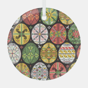 Ukrainian Easter eggs, vintage pattern. Glass Ornament