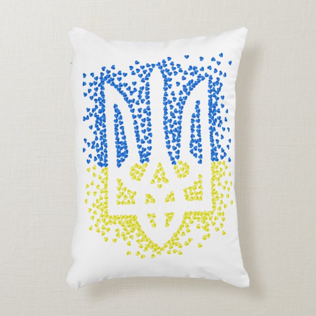 Ukrainian emblem trident tryzub scattering hearts accent pillow (Front(Vertical))
