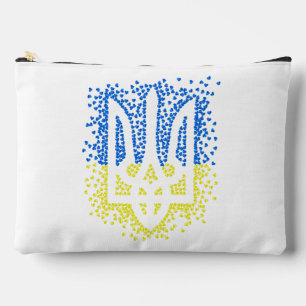 Ukrainian emblem trident tryzub scattering hearts accessory pouch