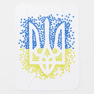 Ukrainian emblem trident tryzub scattering hearts baby blanket
