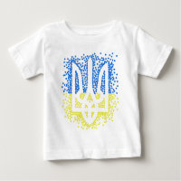 Ukrainian emblem trident tryzub scattering hearts