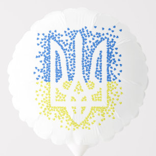 Ukrainian emblem trident tryzub scattering hearts balloon
