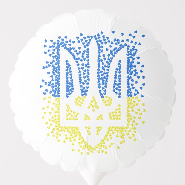 Ukrainian emblem trident tryzub scattering hearts balloon (Front)