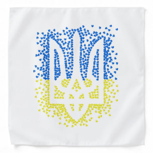 Ukrainian emblem trident tryzub scattering hearts bandana