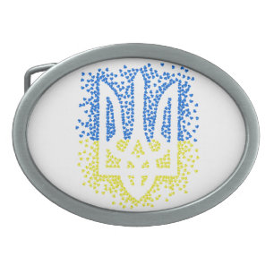 Ukrainian emblem trident tryzub scattering hearts belt buckle