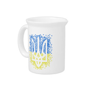 Ukrainian emblem trident tryzub scattering hearts beverage pitcher