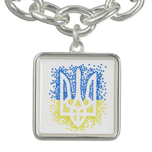 Ukrainian emblem trident tryzub scattering hearts bracelet