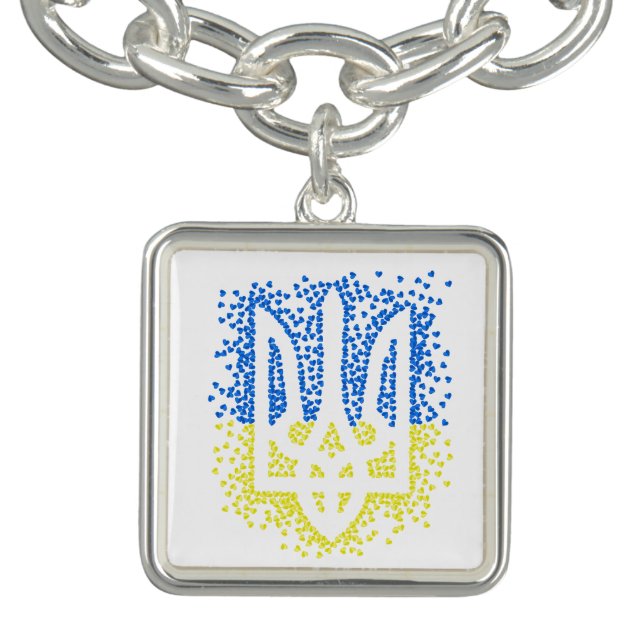 Ukrainian emblem trident tryzub scattering hearts bracelet (Design)