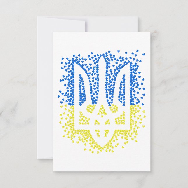 Ukrainian emblem trident tryzub scattering hearts card (Front)