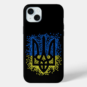 Ukrainian emblem trident tryzub scattering hearts iPhone 15 plus case